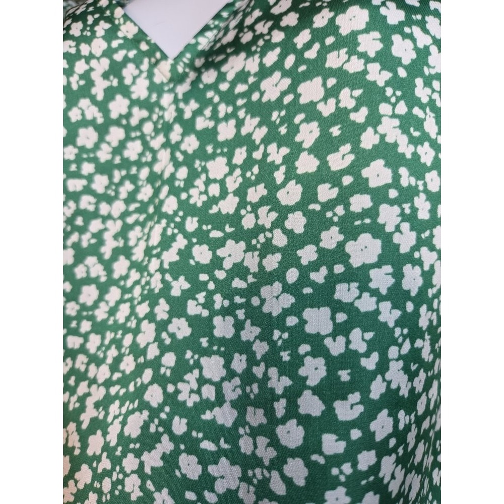 Banana Republic Floral Sleeveless Blouse Womens XS Green White Peplum Ruffle Top - Picture 3 of 4